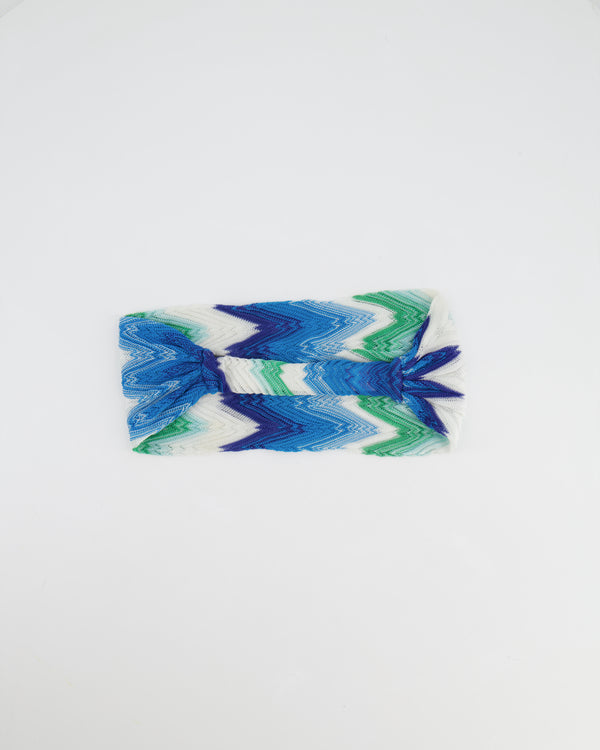 Missoni Blue, White and Green Zigzag Wool Headband