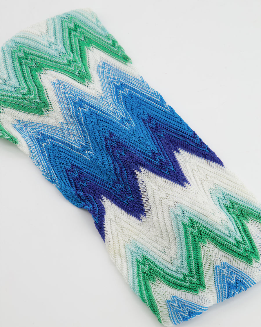 Missoni Blue, White and Green Zigzag Wool Headband