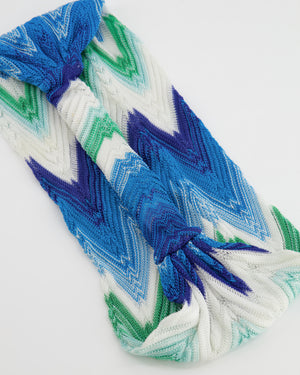 Missoni Blue, White and Green Zigzag Wool Headband