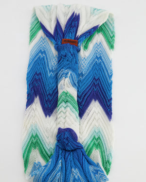 Missoni Blue, White and Green Zigzag Wool Headband