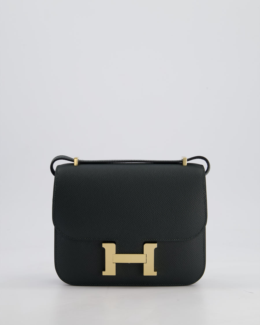 *HOT* Hermès Constance III Mini 18cm Miroir Bag in Vert Mangrove Epsom Leather with Permabrass Hardware