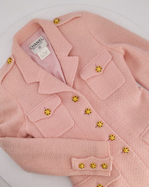 Chanel 96/A Vintage Pastel Pink Tweed Jacket with Gold Gripoix Buttons and Pocket Details FR 38 (UK 10)