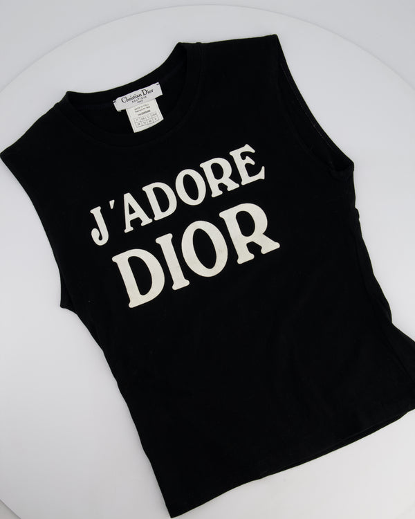 Christian Dior Black J'ADORE DIOR Applique Vest Top Size FR38 (UK 10)