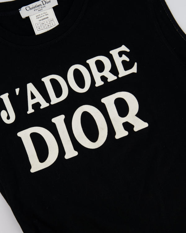 Christian Dior Black J'ADORE DIOR Applique Vest Top Size FR38 (UK 10)