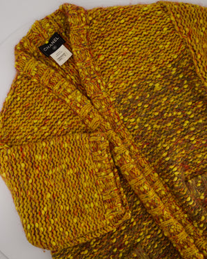 Chanel Multi-Colour Long Sleeve Wool Blend Knit Cardigan with Orange and Gold Lion Buttons Size FR 40 (UK 12)