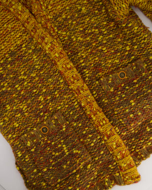 Chanel Multi-Colour Long Sleeve Wool Blend Knit Cardigan with Orange and Gold Lion Buttons Size FR 40 (UK 12)