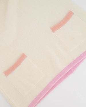 Chanel Cruise 1998 Cream and Pastel Multicolour Cashmere Jumper with Back CC Logo Detail Size FR 42 (UK 14)