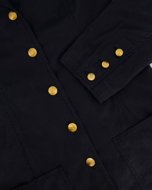 Chanel Black Vintage Lightweight Jacket With Gold CC Logo Buttons Size FR 36/38 (UK 8/10)