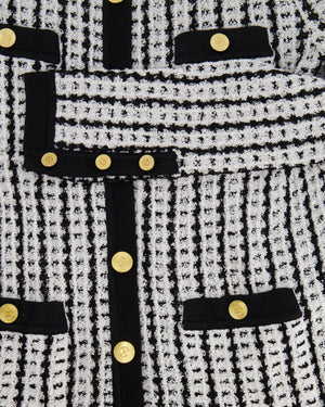 Chanel Black and White Knit Cardigan with Gold CC Logo Buttons Size FR 36/38 (UK 8/10)
