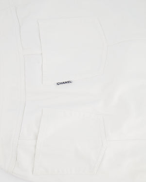 Chanel White Denim Mini Skirt with Back Logo Detail Size FR 38 (UK 10)