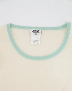Chanel Cruise 1998 Cream and Pastel Multicolour Cashmere Jumper with Back CC Logo Detail Size FR 42 (UK 14)