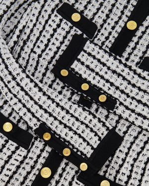 Chanel Black and White Knit Cardigan with Gold CC Logo Buttons Size FR 36/38 (UK 8/10)