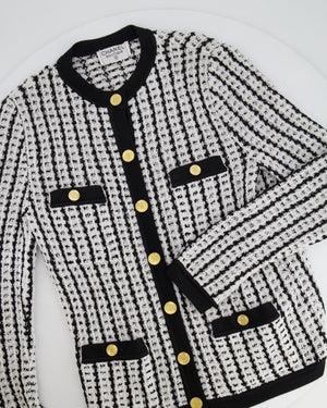 Chanel Black and White Knit Cardigan with Gold CC Logo Buttons Size FR 36/38 (UK 8/10)