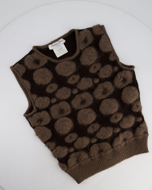 Christian Dior Brown and Taupe Knitted Vest Top and Cardigan with Mohair Embroidery Set Size FR 40/42 (UK 12/14)