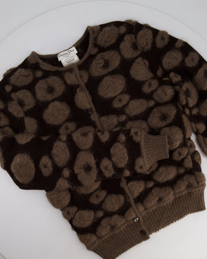 Christian Dior Brown and Taupe Knitted Vest Top and Cardigan with Mohair Embroidery Set Size FR 40/42 (UK 12/14)