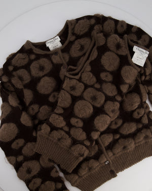 Christian Dior Brown and Taupe Knitted Vest Top and Cardigan with Mohair Embroidery Set Size FR 40/42 (UK 12/14)