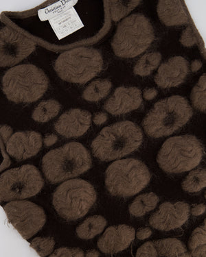 Christian Dior Brown and Taupe Knitted Vest Top and Cardigan with Mohair Embroidery Set Size FR 40/42 (UK 12/14)