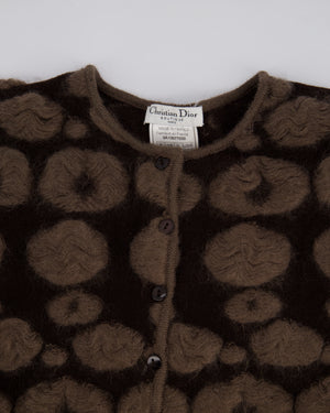 Christian Dior Brown and Taupe Knitted Vest Top and Cardigan with Mohair Embroidery Set Size FR 40/42 (UK 12/14)