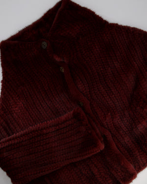 Christian Dior Burgundy Mink Long Sleeve Button Down Jumper with High Neck Size FR 38 (UK 10)