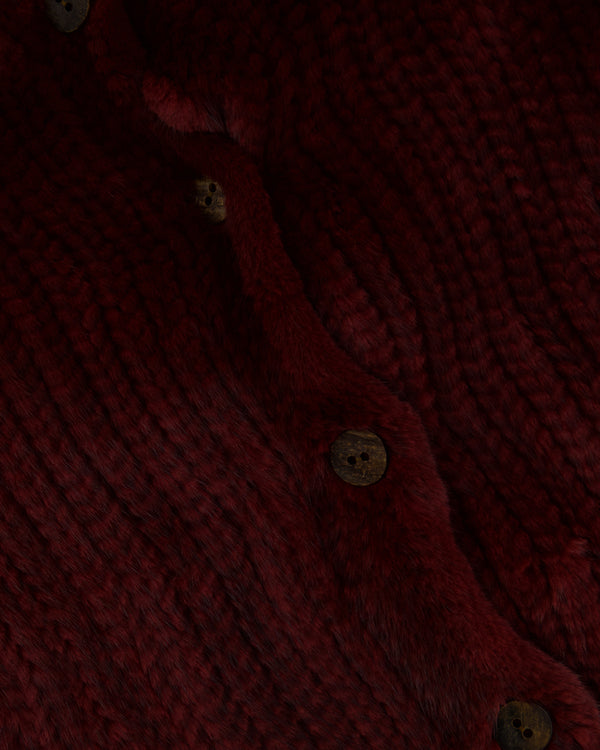 Christian Dior Burgundy Mink Long Sleeve Button Down Jumper with High Neck Size FR 38 (UK 10)