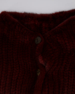 Christian Dior Burgundy Mink Long Sleeve Button Down Jumper with High Neck Size FR 38 (UK 10)