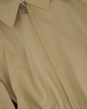 Chanel Vintage 99P Beige Cotton Long Line Belted Trench Coat with Collar and Silver Logo Zip Size FR 40 (UK 12)