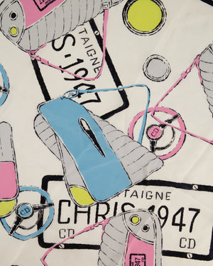 Christian Dior Black & White Montaigne Logo Silk Scarf