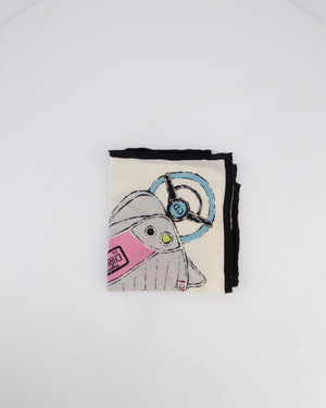 Christian Dior Black & White Montaigne Logo Silk Scarf