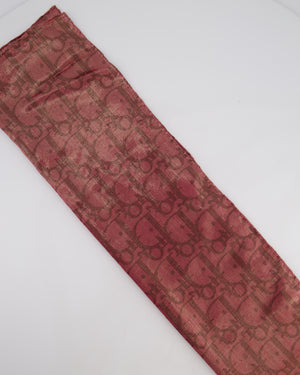 Christian Dior Burgundy and Pink Oblique Pattern Scarf with Gold Thread 65 x 65cm