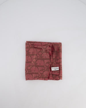 Christian Dior Burgundy and Pink Oblique Pattern Scarf with Gold Thread 65 x 65cm