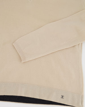 Chanel Beige Wool Long-Sleeve Jumper with CC Logo Detail FR 42 (UK 14)