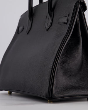 *HOT* Hermès Birkin 30cm Retourne Bag in Noir Epsom Leather with Gold Hardware