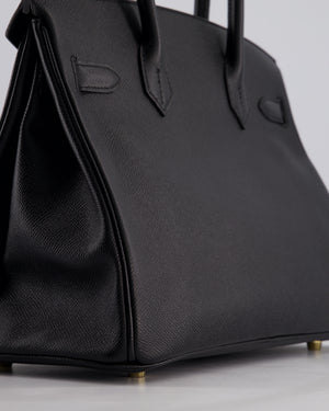 *HOT* Hermès Birkin 30cm Retourne Bag in Noir Epsom Leather with Gold Hardware