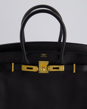 *HOT* Hermès Birkin 30cm Retourne Bag in Noir Epsom Leather with Gold Hardware