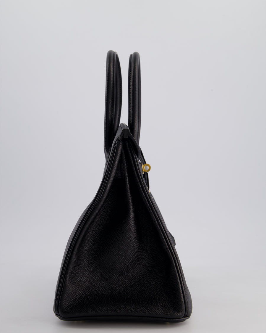 *HOT* Hermès Birkin 30cm Retourne Bag in Noir Epsom Leather with Gold Hardware