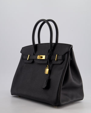 *HOT* Hermès Birkin 30cm Retourne Bag in Noir Epsom Leather with Gold Hardware