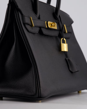 *HOT* Hermès Birkin 30cm Retourne Bag in Noir Epsom Leather with Gold Hardware
