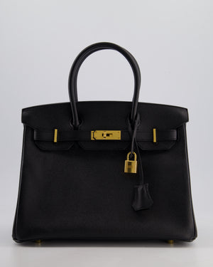 *HOT* Hermès Birkin 30cm Retourne Bag in Noir Epsom Leather with Gold Hardware