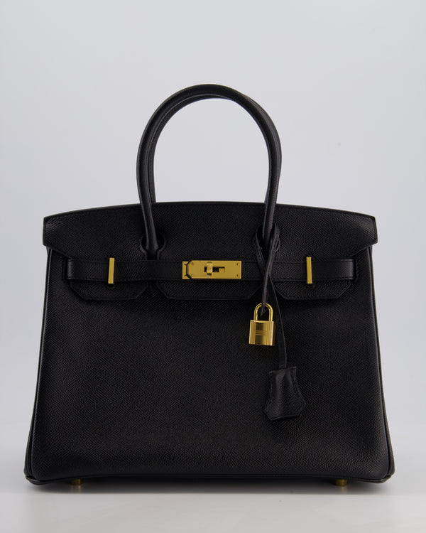 *HOT* Hermès Birkin 30cm Retourne Bag in Noir Epsom Leather with Gold Hardware