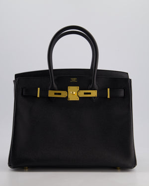 *HOT* Hermès Birkin 30cm Retourne Bag in Noir Epsom Leather with Gold Hardware
