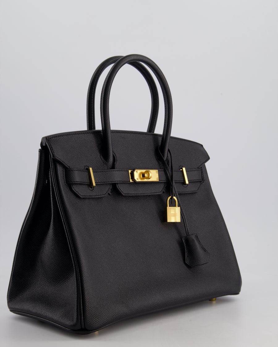 *HOT* Hermès Birkin 30cm Retourne Bag in Noir Epsom Leather with Gold Hardware