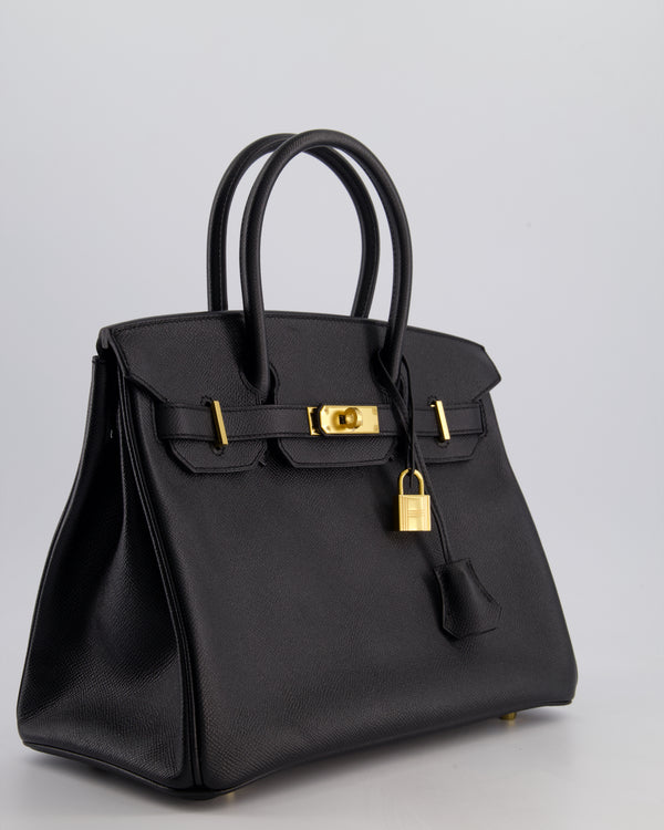 *HOT* Hermès Birkin 30cm Retourne Bag in Noir Epsom Leather with Gold Hardware