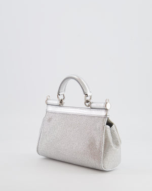 Dolce & Gabbana Silver Crystal Mini Sicily Top Handle Bag