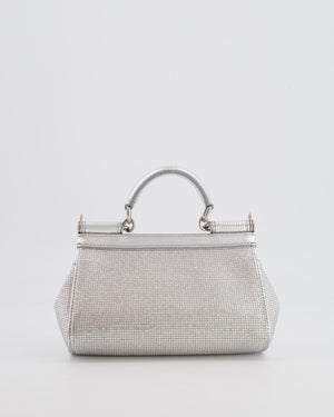 Dolce & Gabbana Silver Crystal Mini Sicily Top Handle Bag