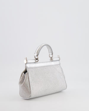 Dolce & Gabbana Silver Crystal Mini Sicily Top Handle Bag