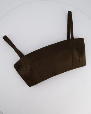 Emilia Wickstead Brown Satin Structured Crop Top Size UK 10
