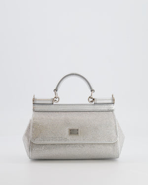 Dolce & Gabbana Silver Crystal Mini Sicily Top Handle Bag