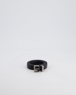 Saint Laurent Black Belt with Ruthenium Buckle in Smooth Leather Size 75