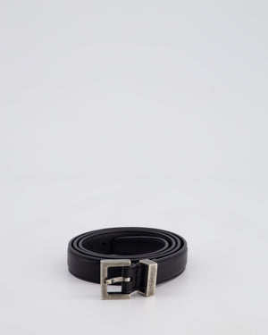Saint Laurent Black Belt with Ruthenium Buckle in Smooth Leather Size 75