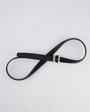 Saint Laurent Black Belt with Ruthenium Buckle in Smooth Leather Size 75